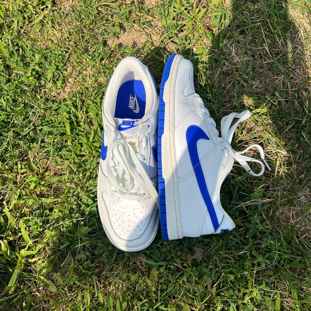 Nike White and Royal Blue Athletic Shoes